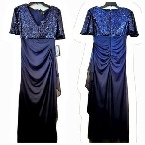 X by Xscape Sequined Draped Chiffon Dress 6